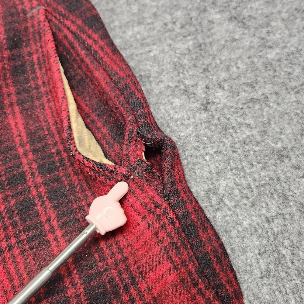 Woolrich VTG Buffalo Plaid Red Black Mackinaw Wool Double Front Hunting Pants 38